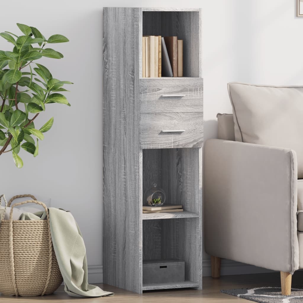 VidaXL Hoge kast 30x42,5x124 cm bewerkt hout grijs sonoma eikenkleur