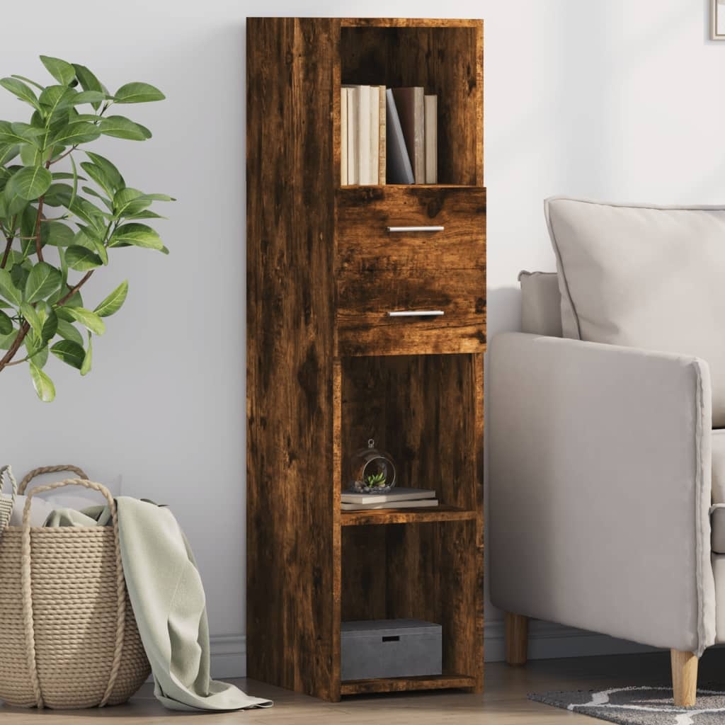 VidaXL Hoge kast 30x42,5x124 cm bewerkt hout gerookt eikenkleurig