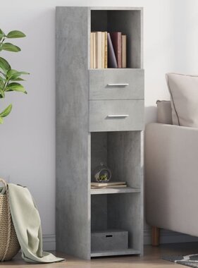 VidaXL Hoge kast 30x42,5x124 cm bewerkt hout betongrijs