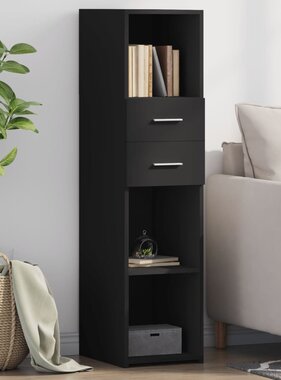 VidaXL Hoge kast 30x42,5x124 cm bewerkt hout zwart