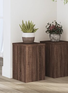 VidaXL Plantenstandaards 2 st 20x20x30 cm bewerkt hout bruin eiken