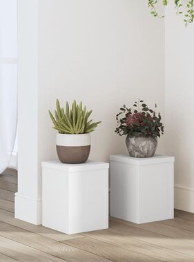 VidaXL Plantenstandaards 2 st 15x15x20 cm bewerkt hout wit