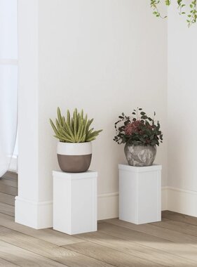VidaXL Plantenstandaards 2 st 10x10x18 cm bewerkt hout wit