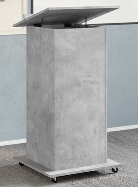 VidaXL Lessenaar met wielen en lade 55x55x107 cm hout betongrijs