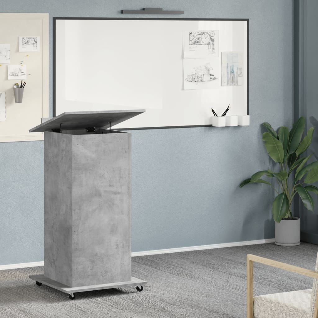 VidaXL Lessenaar met wielen en lade 55x55x107 cm hout betongrijs