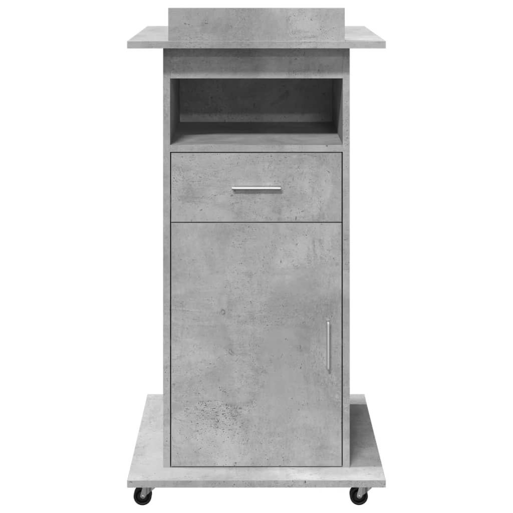 VidaXL Lessenaar met wielen en lade 55x55x107 cm hout betongrijs