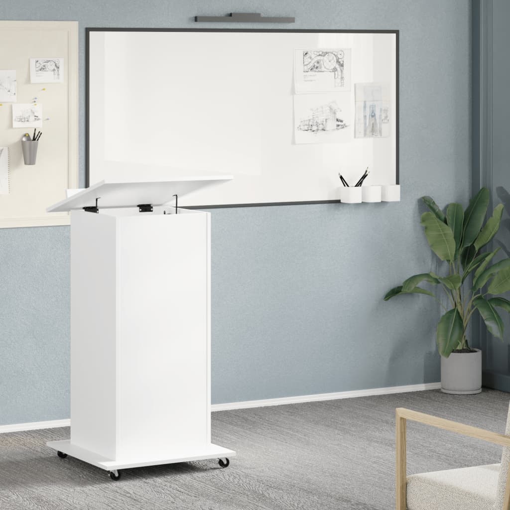 VidaXL Lessenaar met wielen en lade 55x55x107 cm bewerkt hout wit