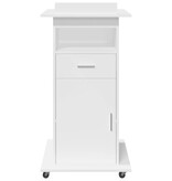 VidaXL Lessenaar met wielen en lade 55x55x107 cm bewerkt hout wit