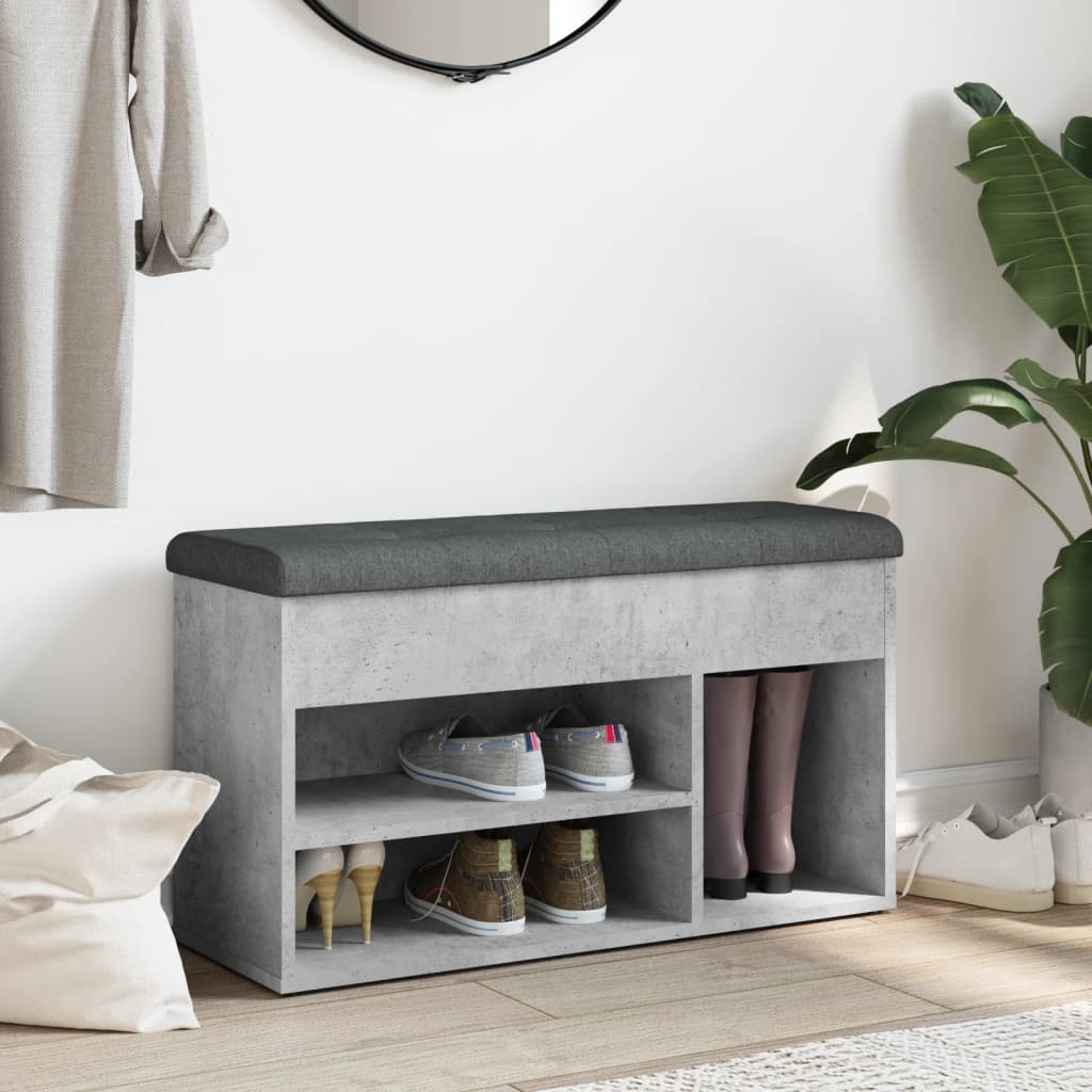 VidaXL Schoenenbank 82x32x45,5 cm bewerkt hout betongrijs