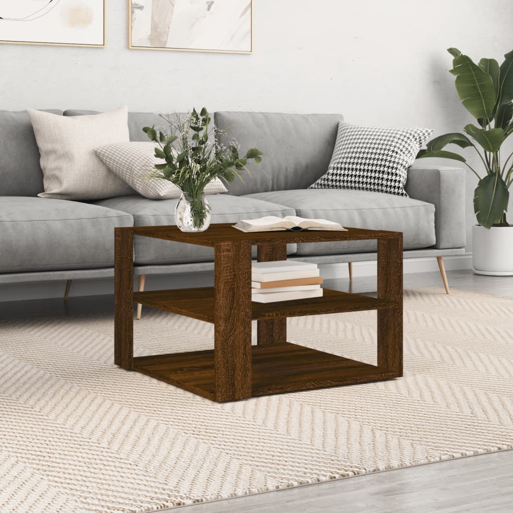VidaXL Salontafel 59,5x59,5x40 cm bewerkt hout bruin eikenkleurig