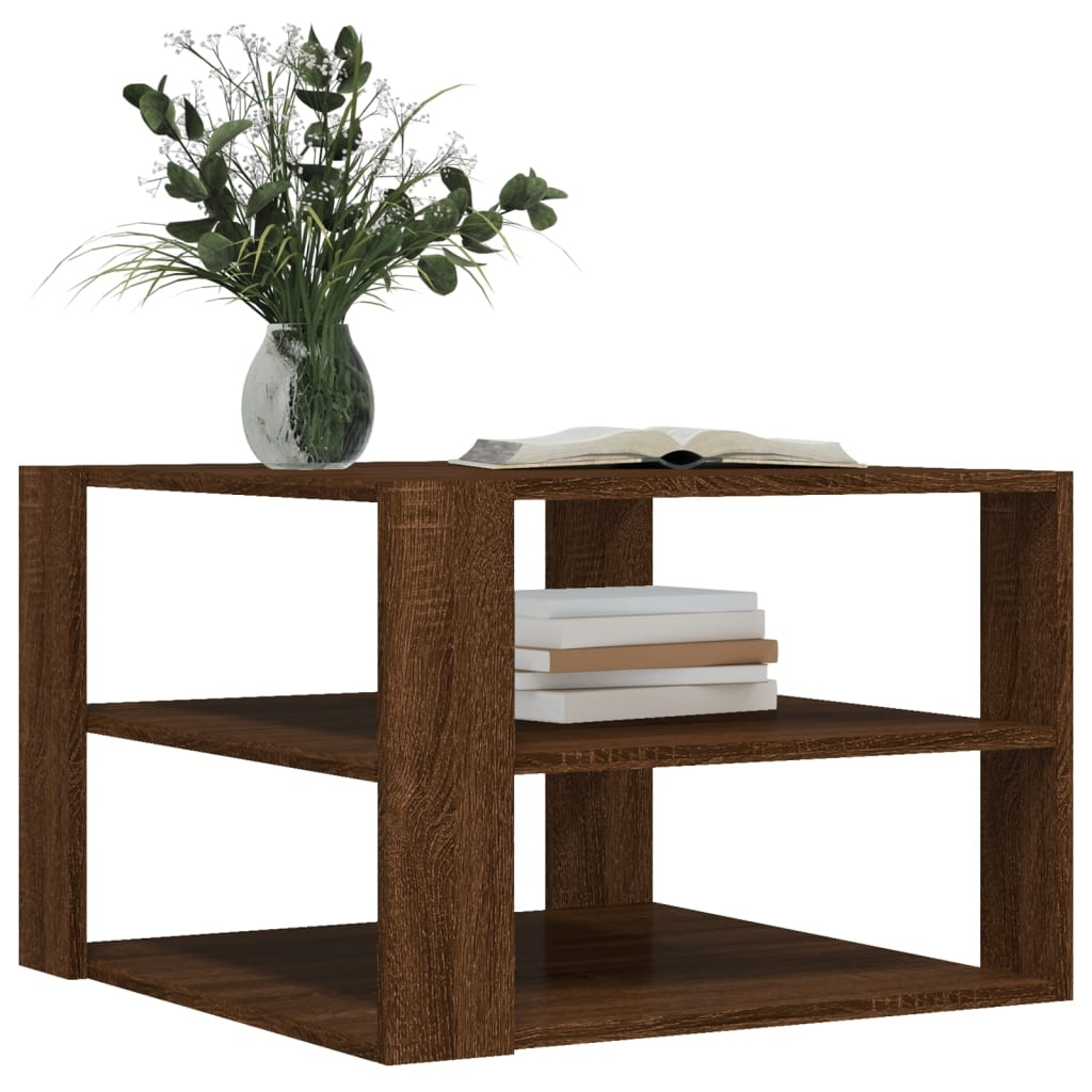 VidaXL Salontafel 59,5x59,5x40 cm bewerkt hout bruin eikenkleurig