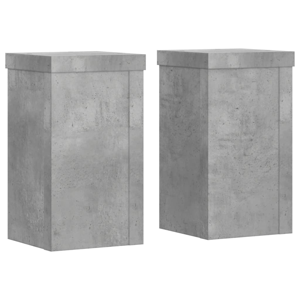 VidaXL Plantenstandaards 2 st 10x10x18 cm bewerkt hout betongrijs