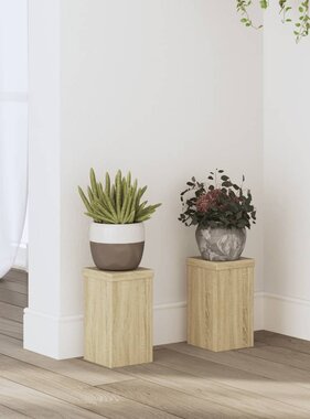 VidaXL Plantenstandaards 2 st 10x10x18 cm bewerkt hout sonoma eiken
