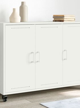 VidaXL Dressoir 100,5x39x72 cm koudgewalst staal wit