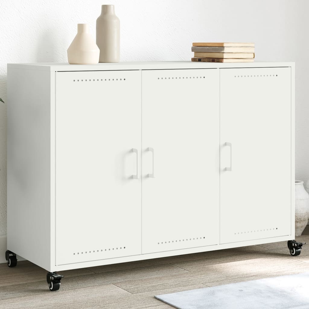 VidaXL Dressoir 100,5x39x72 cm koudgewalst staal wit