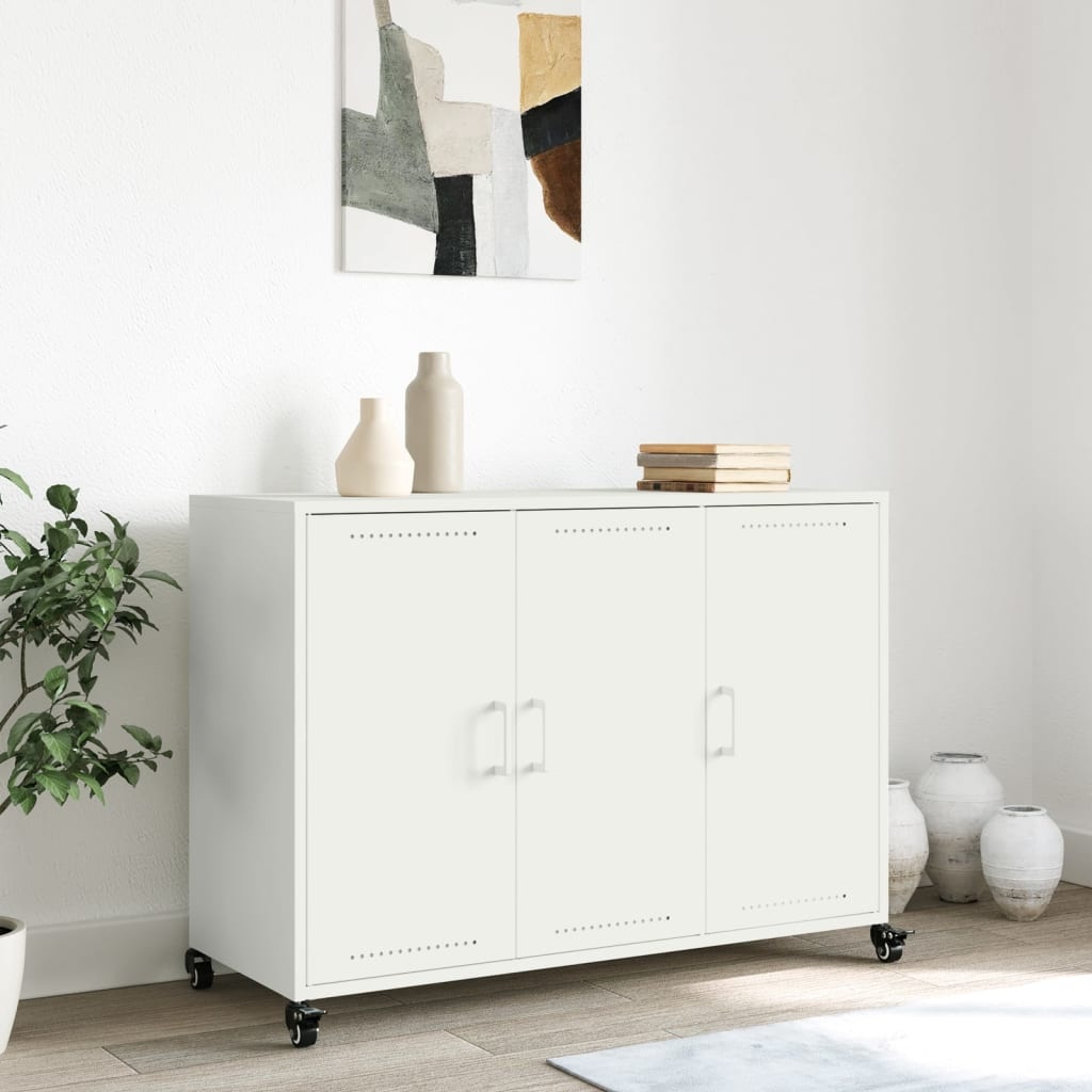 VidaXL Dressoir 100,5x39x72 cm koudgewalst staal wit