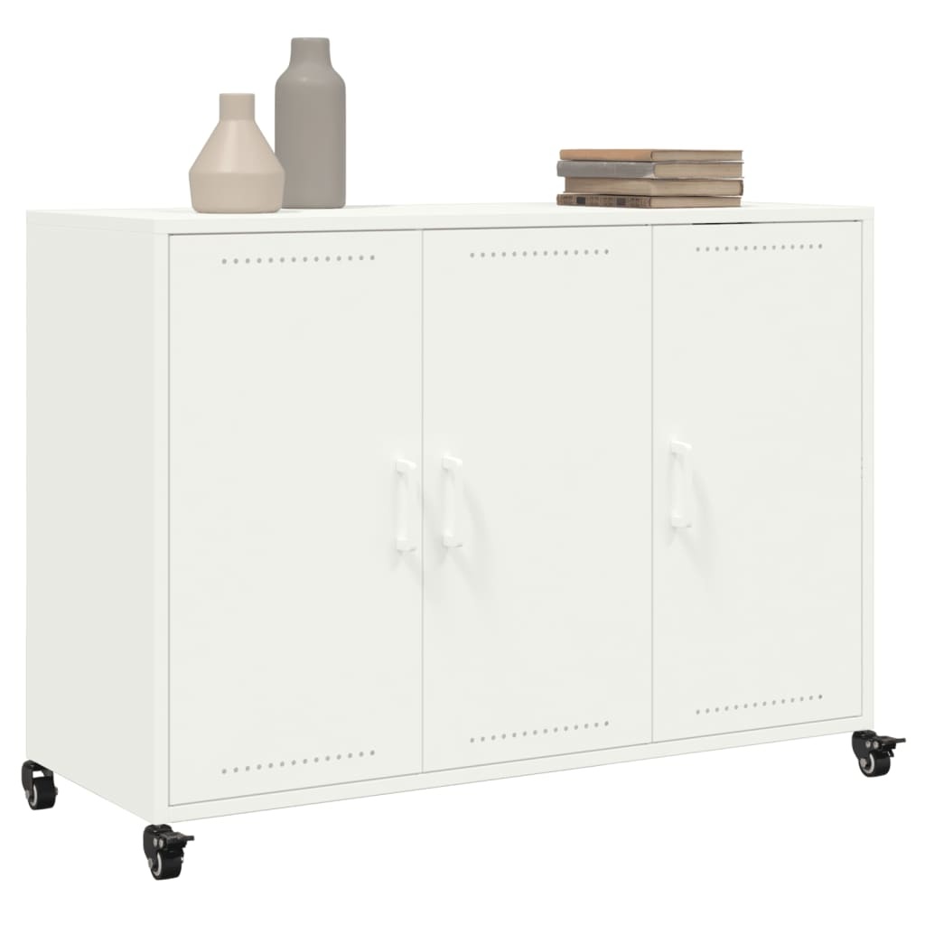 VidaXL Dressoir 100,5x39x72 cm koudgewalst staal wit