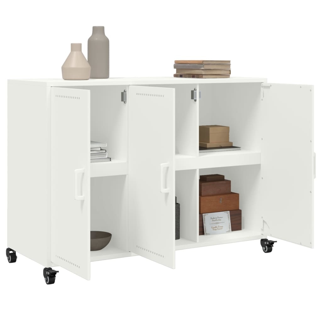 VidaXL Dressoir 100,5x39x72 cm koudgewalst staal wit