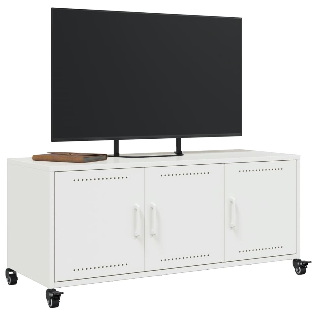VidaXL Tv-meubel 100,5x39x43,5 cm koudgewalst staal wit