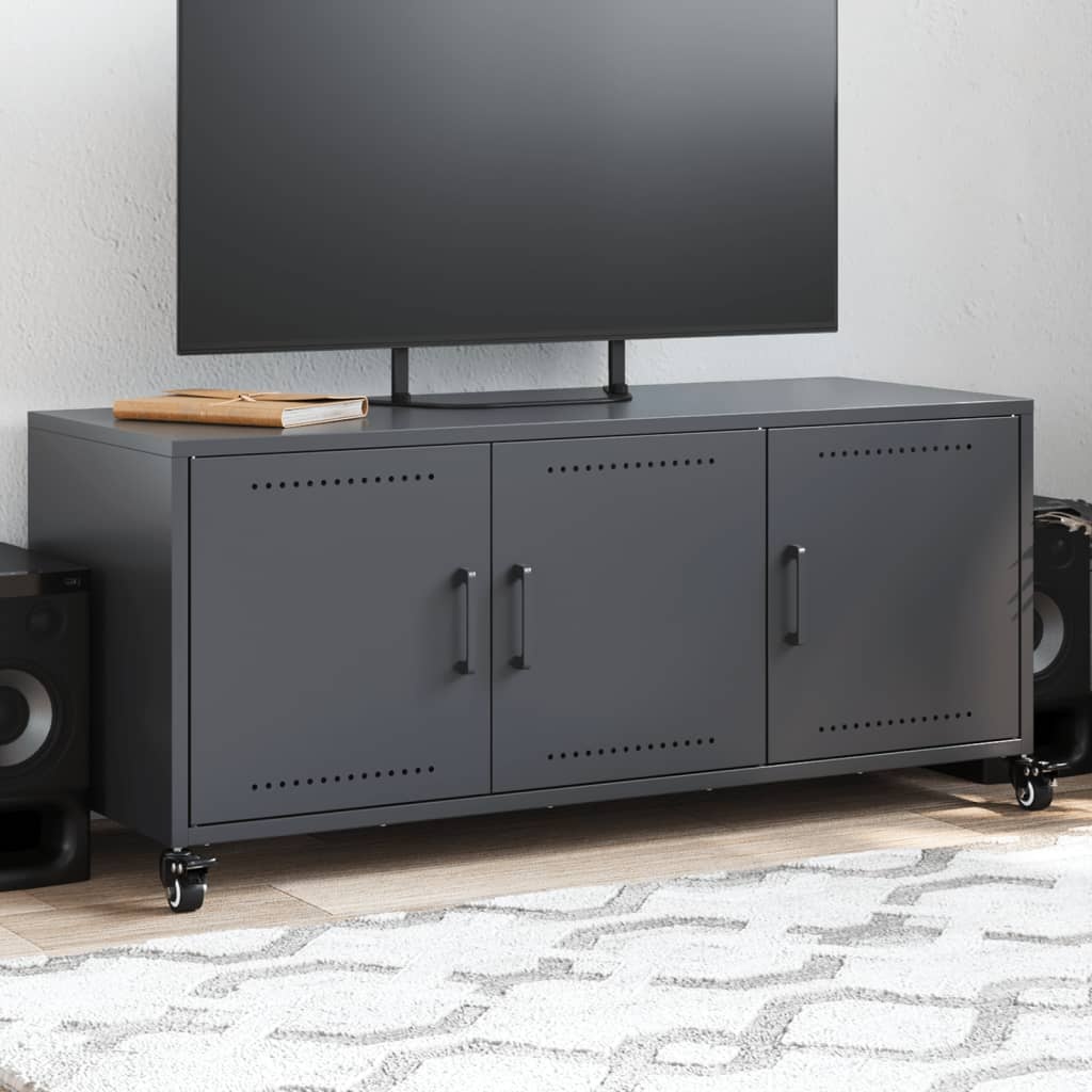 VidaXL Tv-meubel 100,5x39x43,5 cm koudgewalst staal antracietkleurig