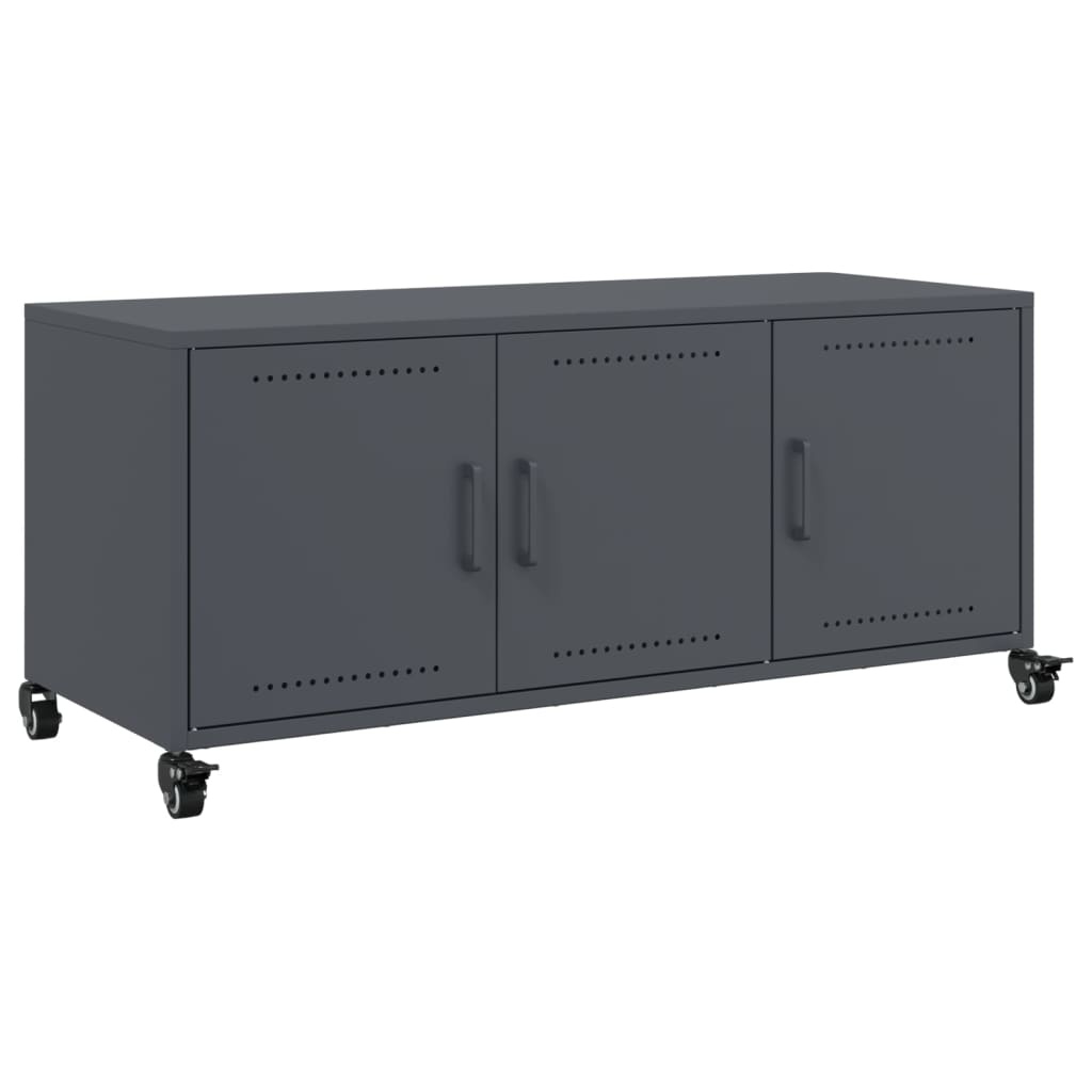 VidaXL Tv-meubel 100,5x39x43,5 cm koudgewalst staal antracietkleurig