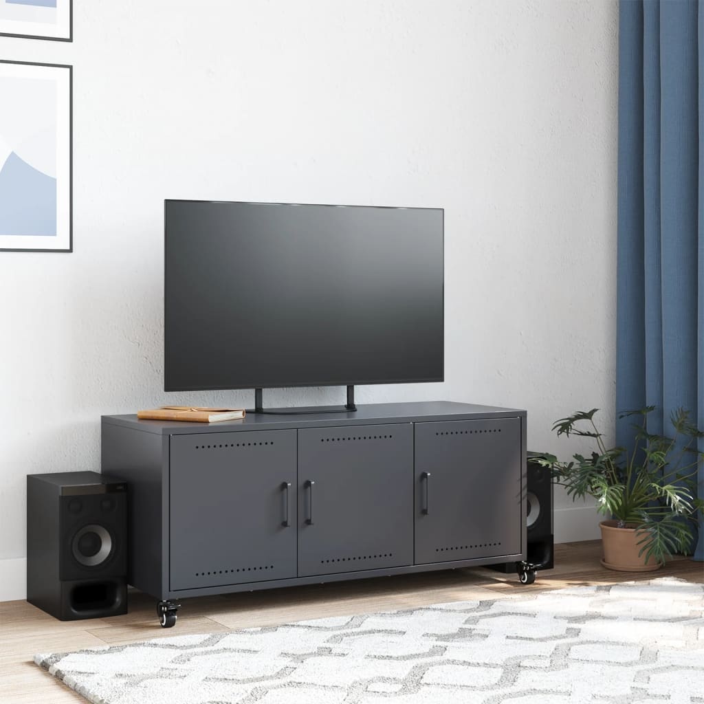 VidaXL Tv-meubel 100,5x39x43,5 cm koudgewalst staal antracietkleurig