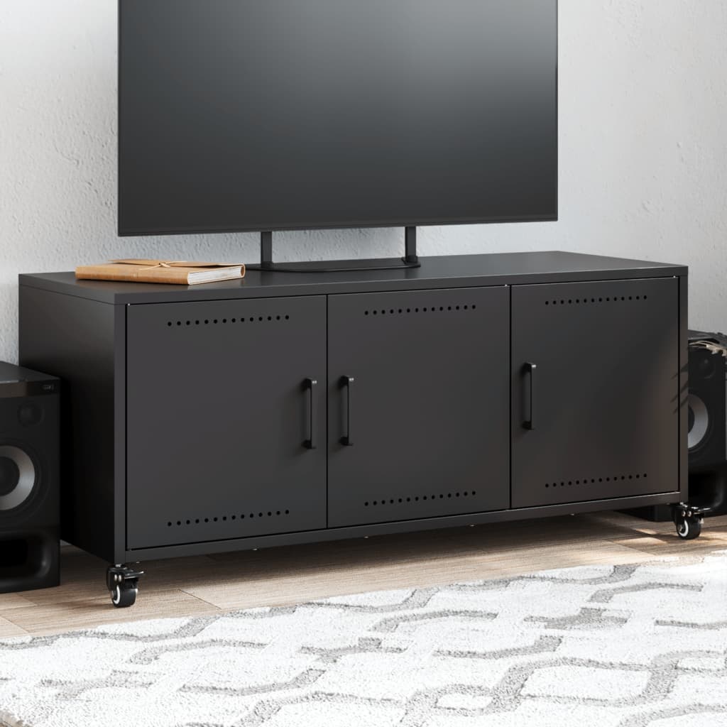 VidaXL Tv-meubel 100,5x39x43,5 cm koudgewalst staal zwart