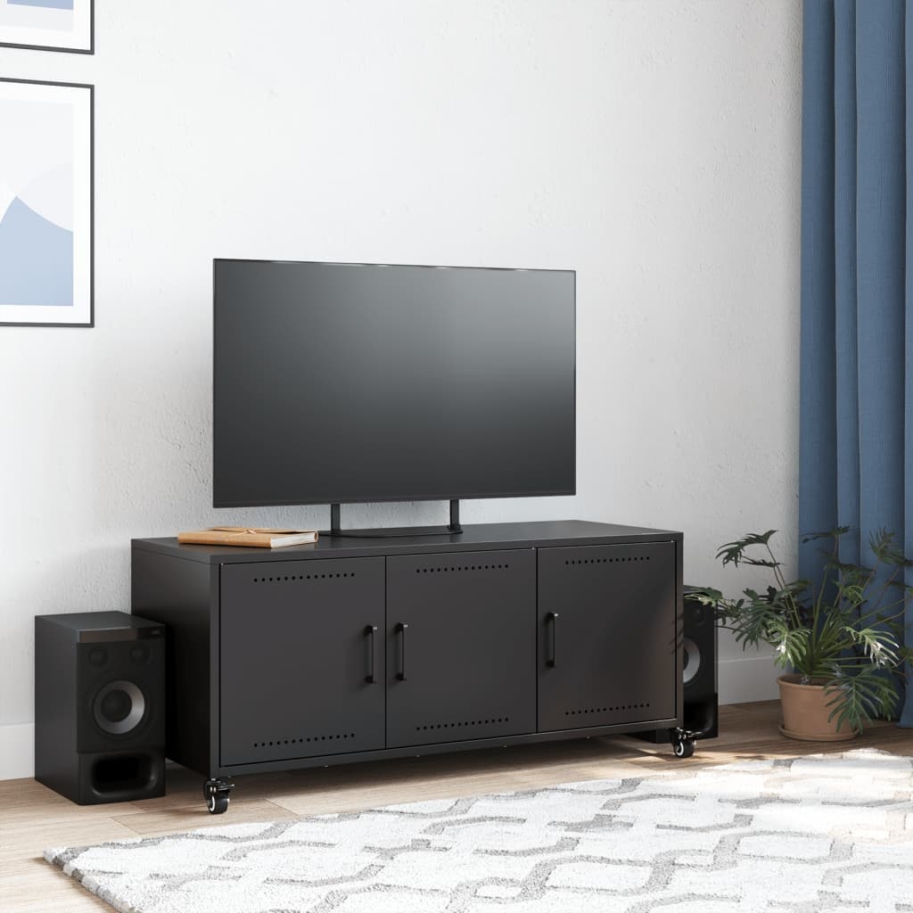 VidaXL Tv-meubel 100,5x39x43,5 cm koudgewalst staal zwart