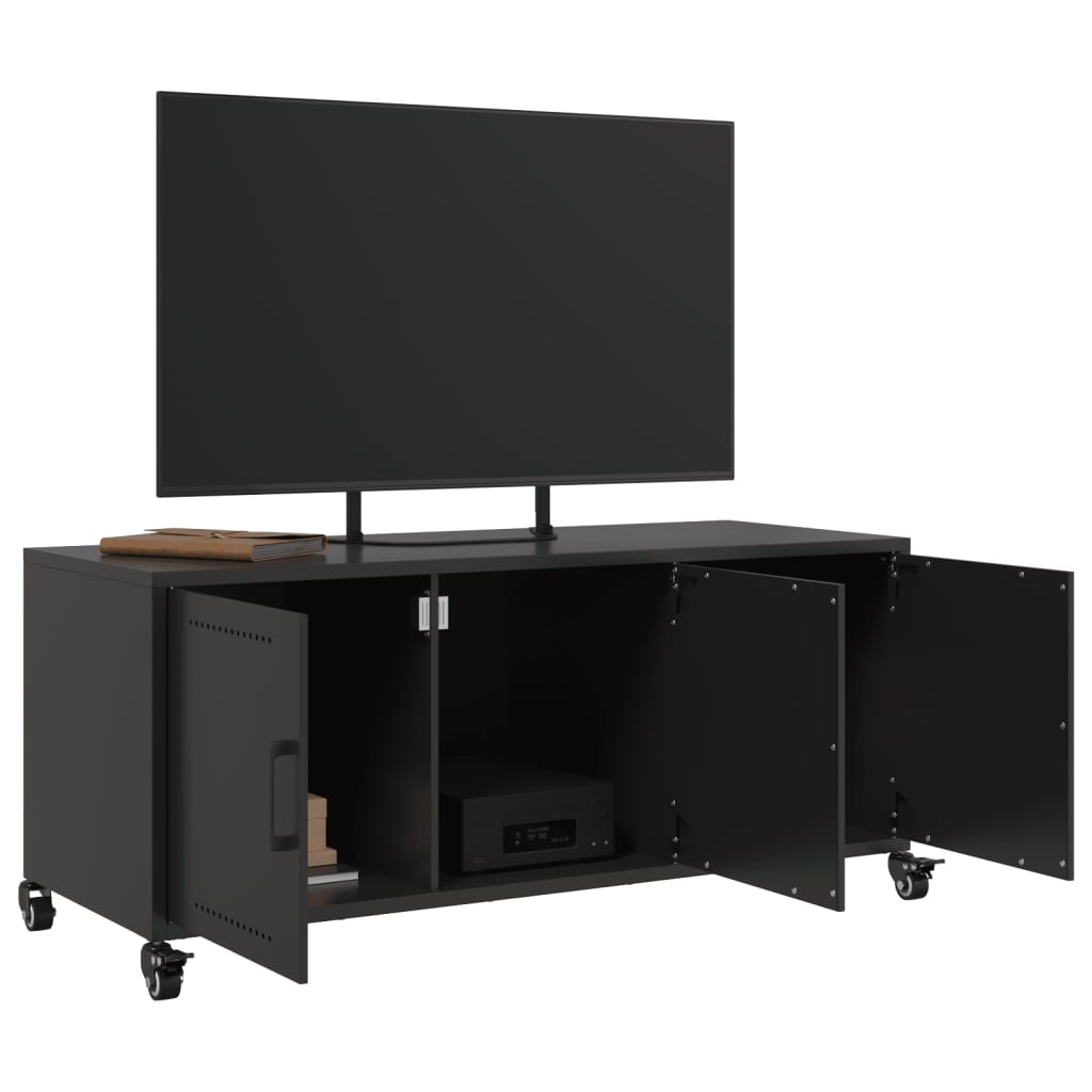 VidaXL Tv-meubel 100,5x39x43,5 cm koudgewalst staal zwart