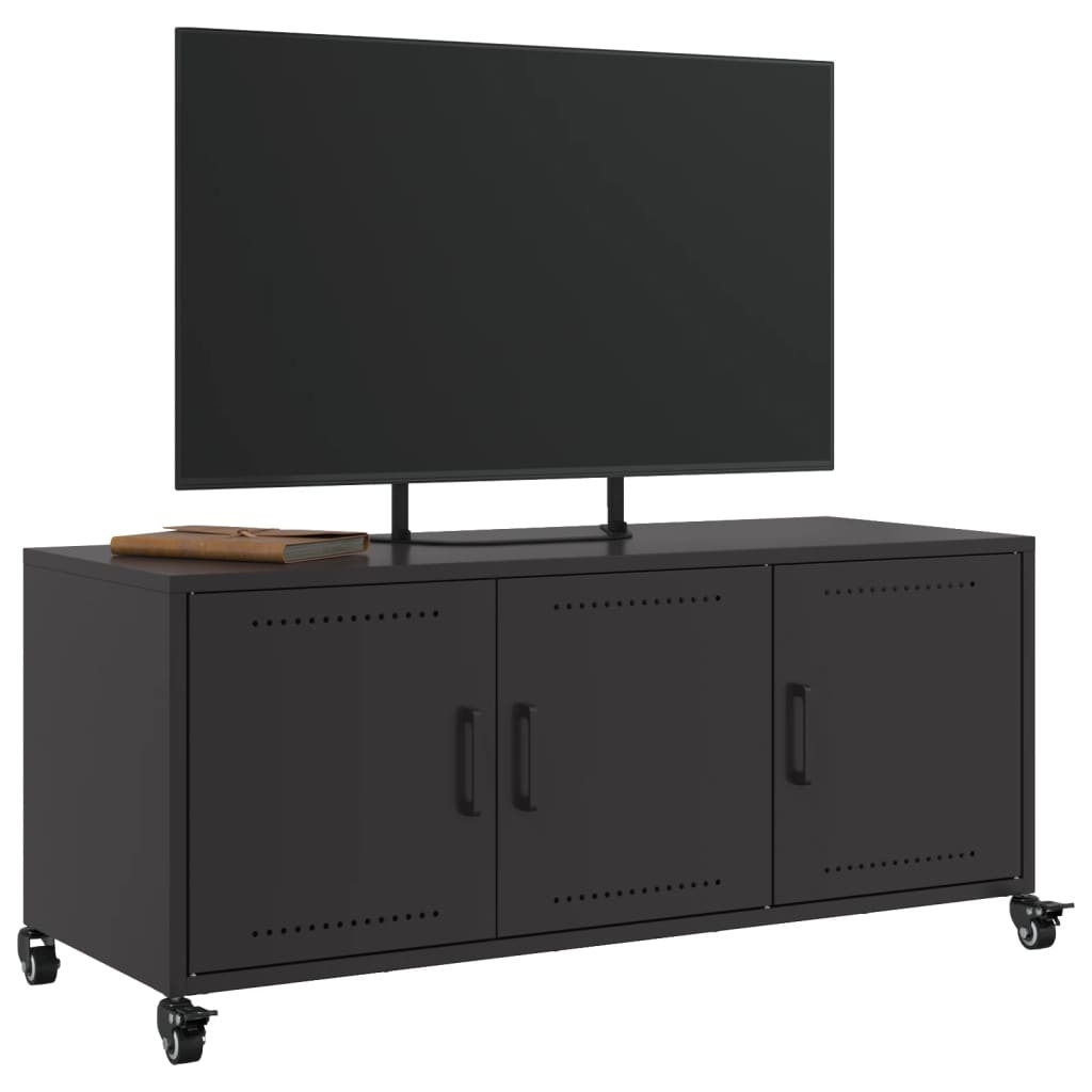 VidaXL Tv-meubel 100,5x39x43,5 cm koudgewalst staal zwart
