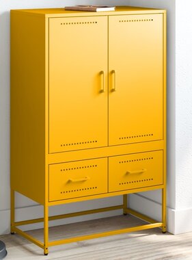VidaXL Hoge kast 68x39x111,5 cm koudgewalst staal mosterdgeel