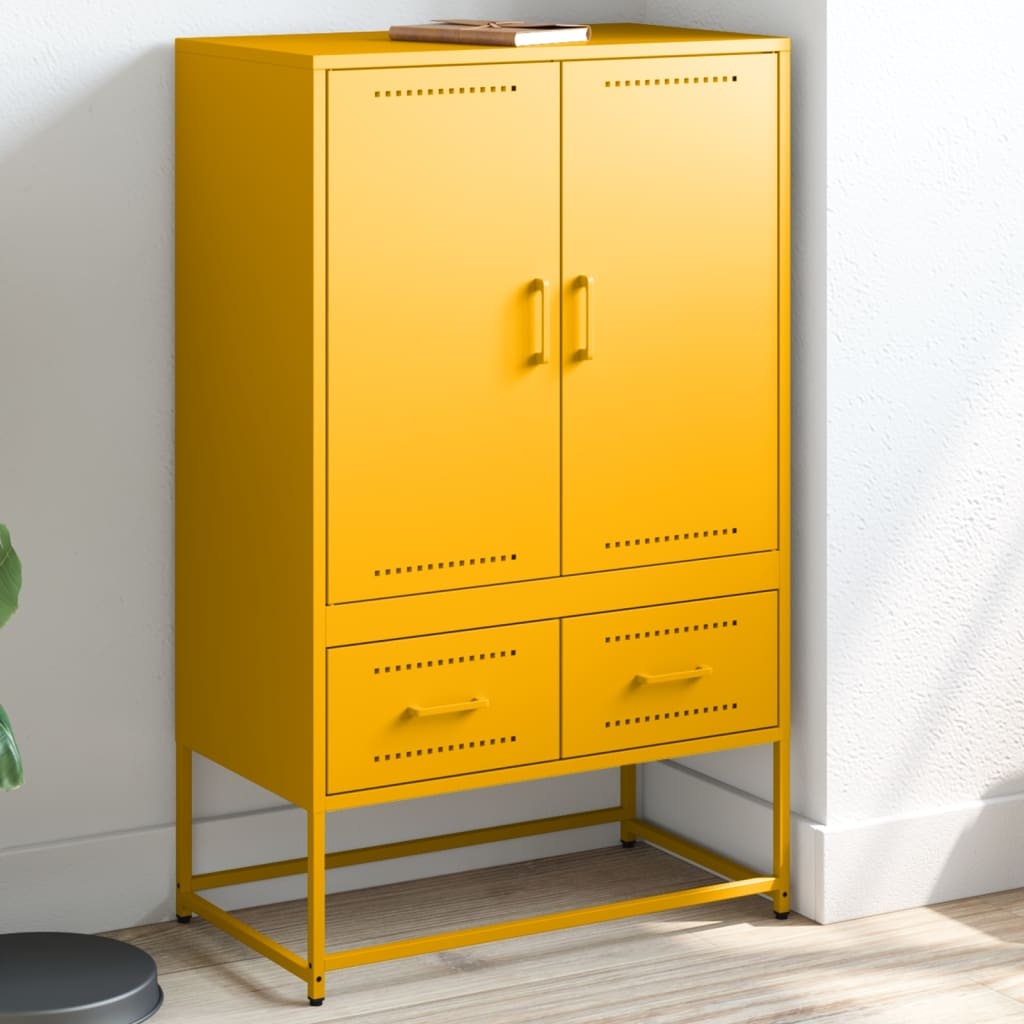VidaXL Hoge kast 68x39x111,5 cm koudgewalst staal mosterdgeel
