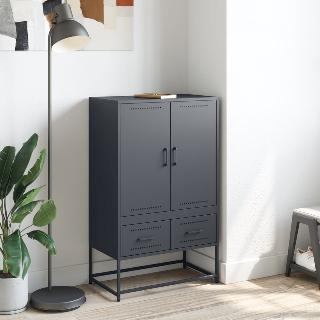 VidaXL Hoge kast 68x39x111,5 cm koudgewalst staal antracietkleurig