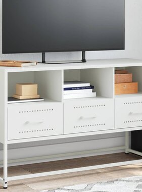 VidaXL Tv-meubel 100,5x39x60,5 cm staal wit
