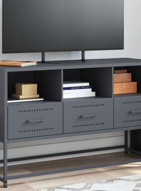 VidaXL Tv-meubel 100,5x39x60,5 cm staal antracietkleurig