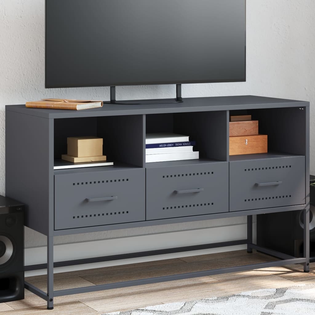 VidaXL Tv-meubel 100,5x39x60,5 cm staal antracietkleurig
