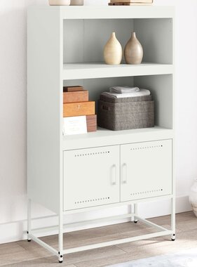 VidaXL Hoge kast 68,5x38,5x123,5 cm staal wit