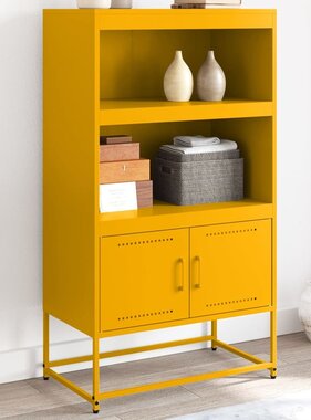 VidaXL Hoge kast 68,5x38,5x123,5 cm staal mosterdgeel