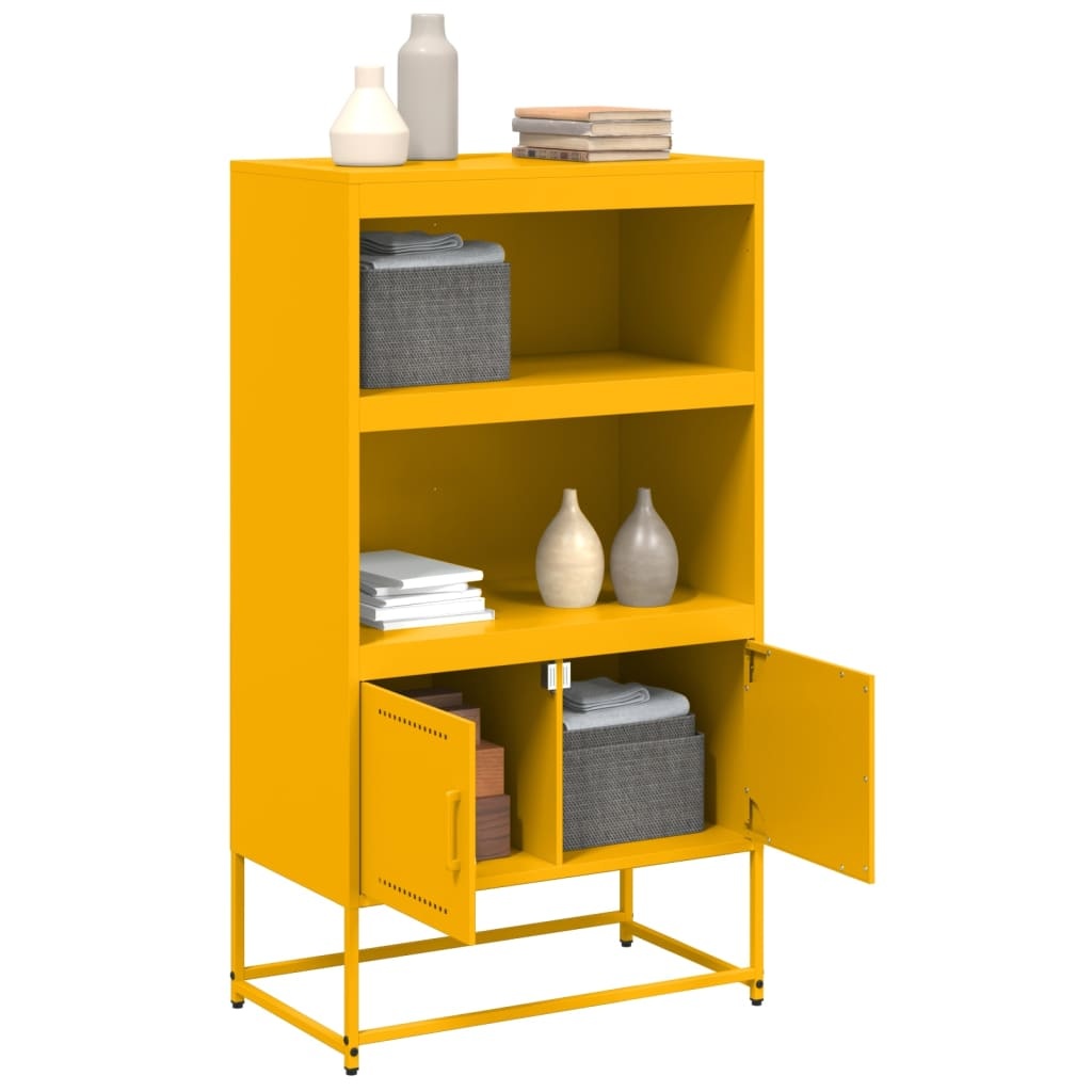 VidaXL Hoge kast 68,5x38,5x123,5 cm staal mosterdgeel