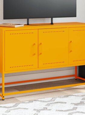 VidaXL Tv-meubel 100,5x39x60,5 cm staal mosterdgeel