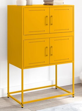 VidaXL Dressoir 68,5x38,5x107 cm staal mosterdgeel
