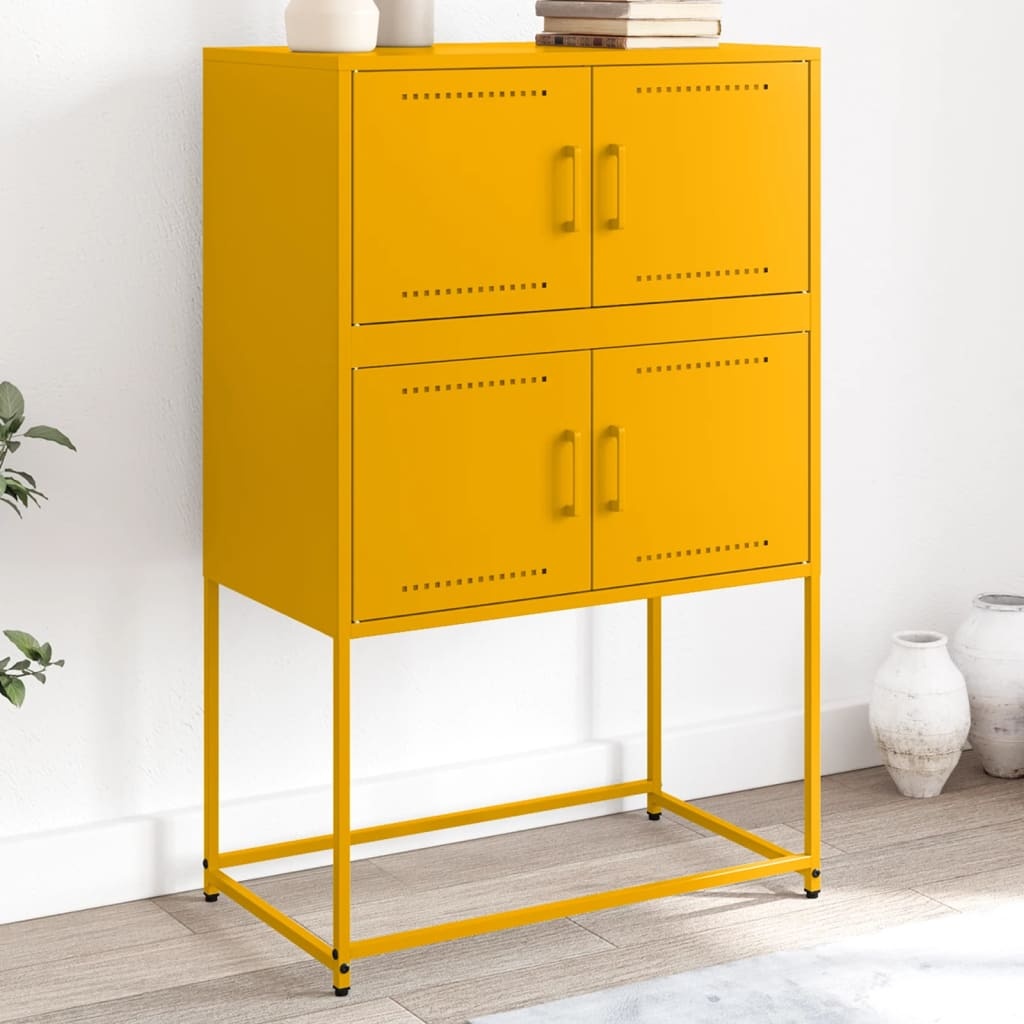 VidaXL Dressoir 68,5x38,5x107 cm staal mosterdgeel