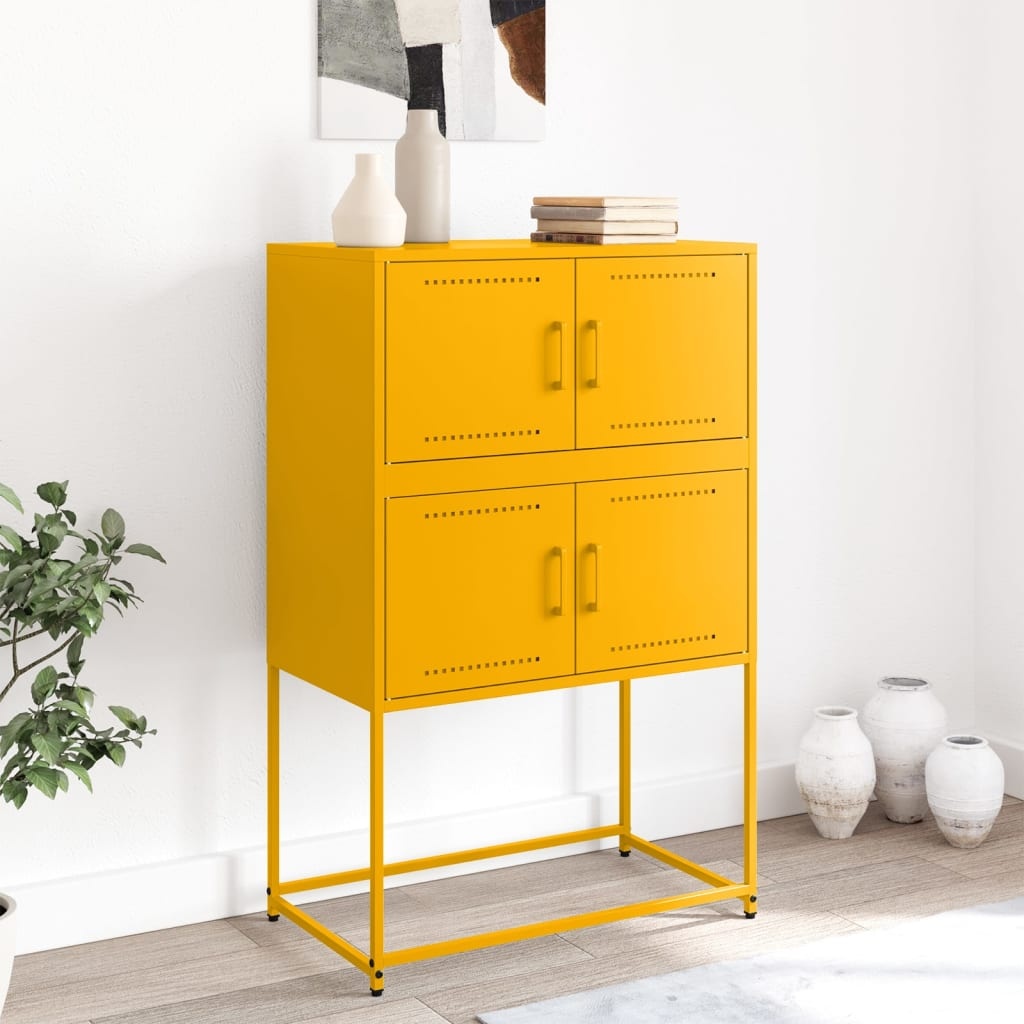 VidaXL Dressoir 68,5x38,5x107 cm staal mosterdgeel