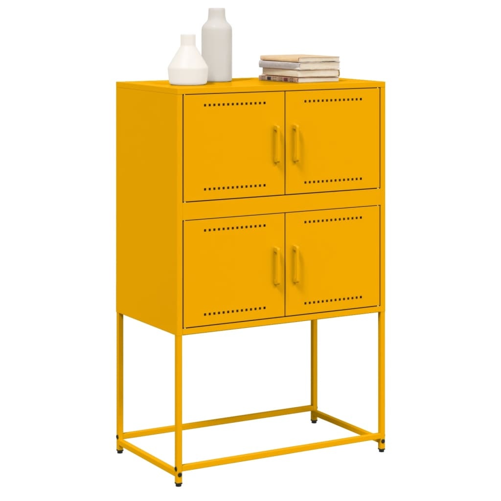 VidaXL Dressoir 68,5x38,5x107 cm staal mosterdgeel