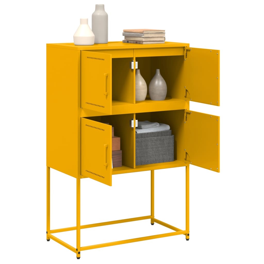 VidaXL Dressoir 68,5x38,5x107 cm staal mosterdgeel