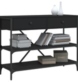 VidaXL Wandtafel met lades en schappen bewerkt hout zwart