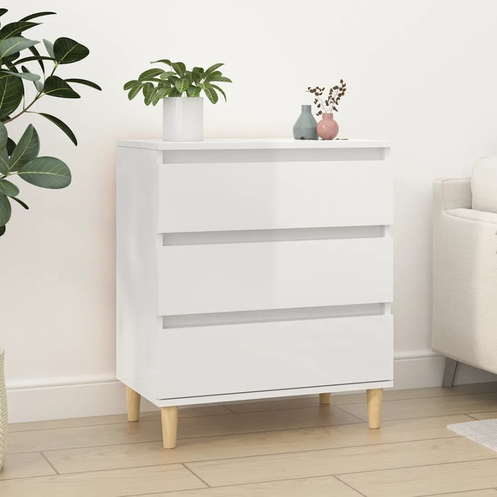VidaXL Dressoir 60x35x70 cm bewerkt hout hoogglans wit