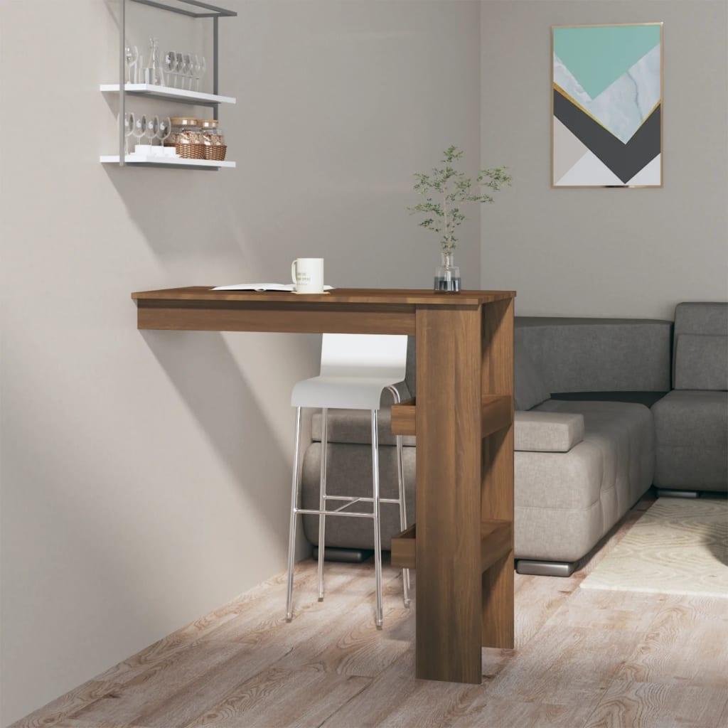 VidaXL Bartafel wandgemonteerd 102x45x103,5 cm bewerkt hout bruineiken