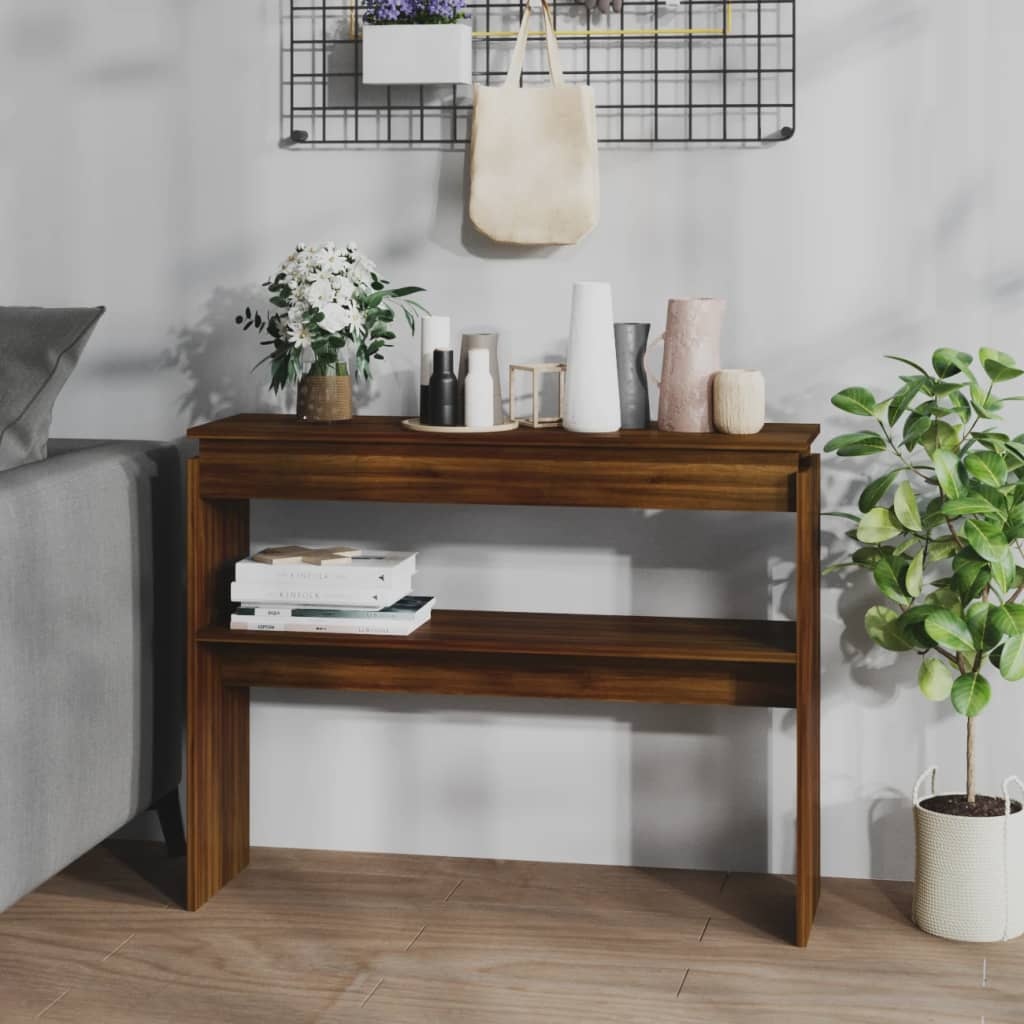 VidaXL Wandtafel 102x30x80 cm bewerkt hout bruin eikenkleur