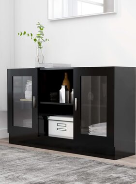 VidaXL Vitrinekast 120x30,5x70 cm bewerkt hout zwart